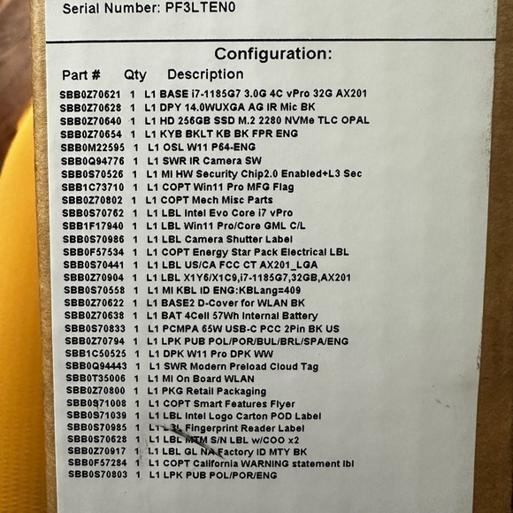 Laptop Lenovo X1 Gen 9 New Sealed in Box - Picture 4 of 4